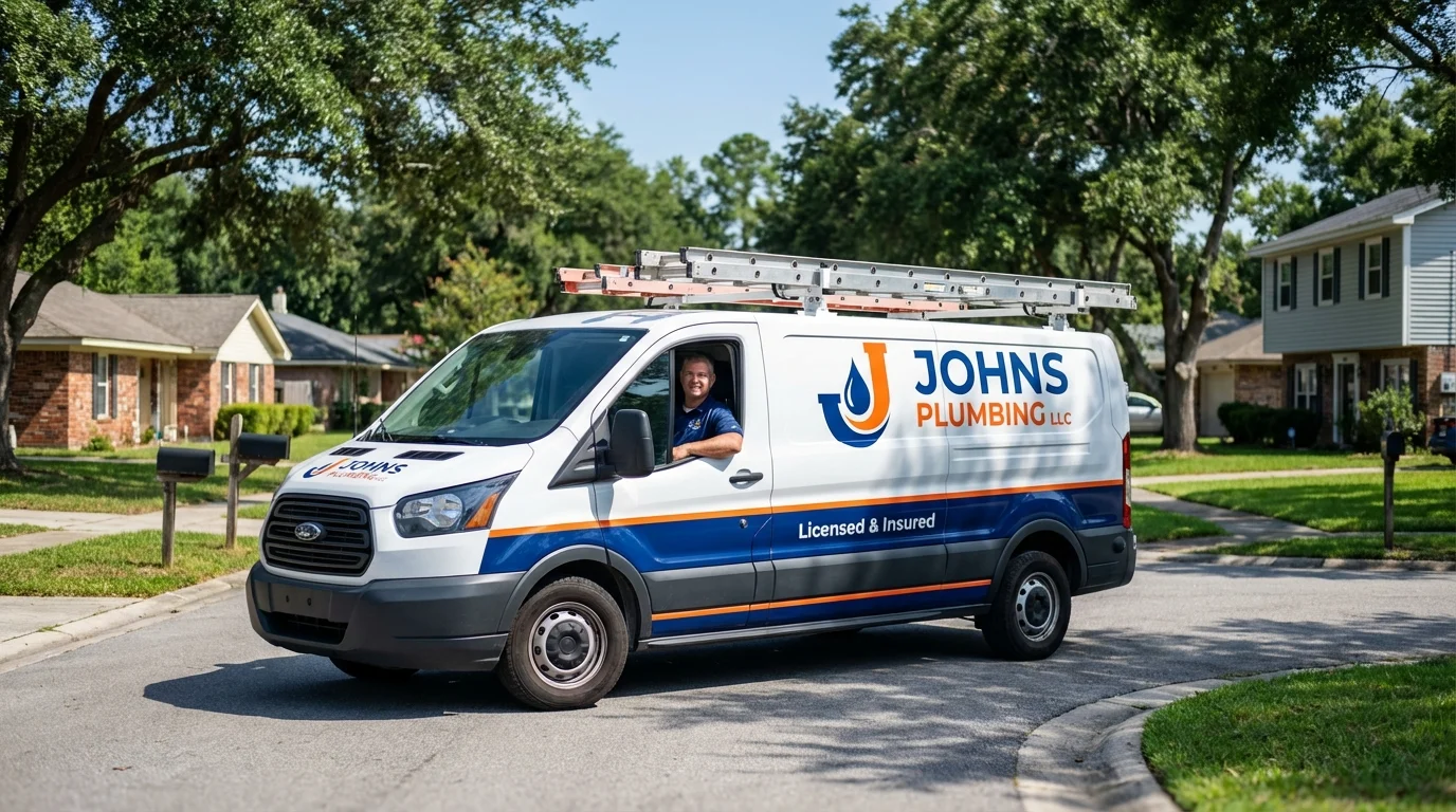 Johns Plumbing LLC service van in Chester Heights, PA