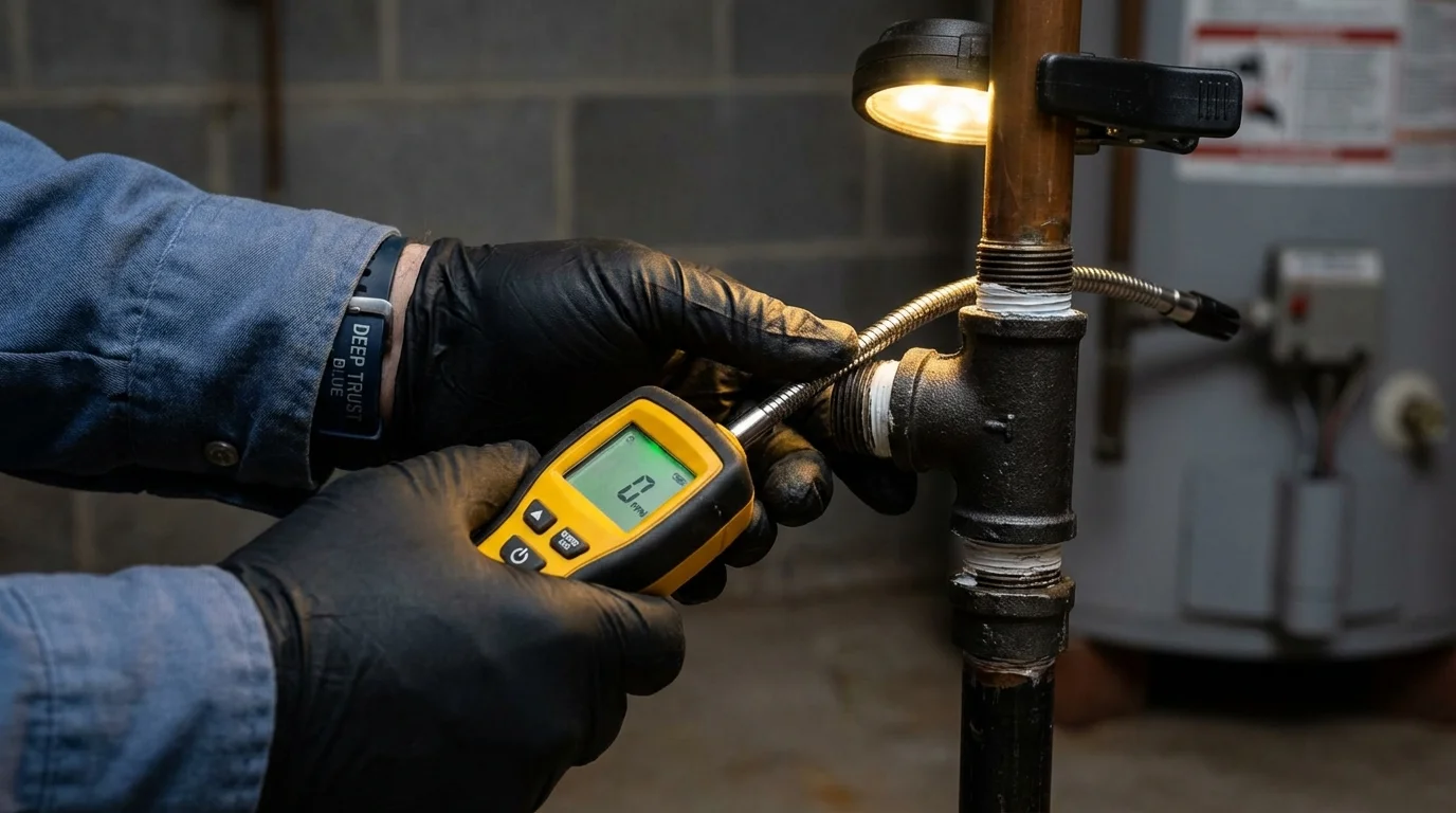 Gas leak detection with electronic sniffer by Johns Plumbing LLC in Chester Heights