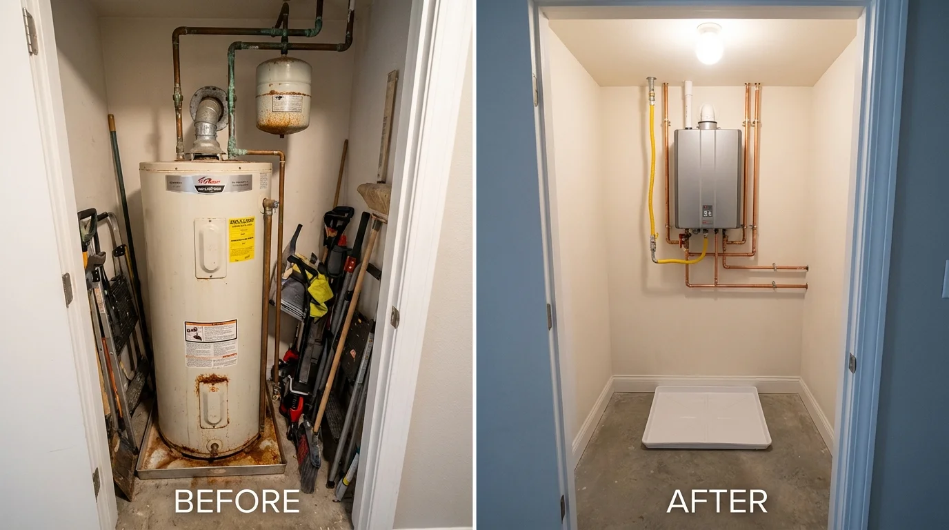 Tank water heater versus wall-mounted tankless unit comparison for Chester Heights, PA homeowners